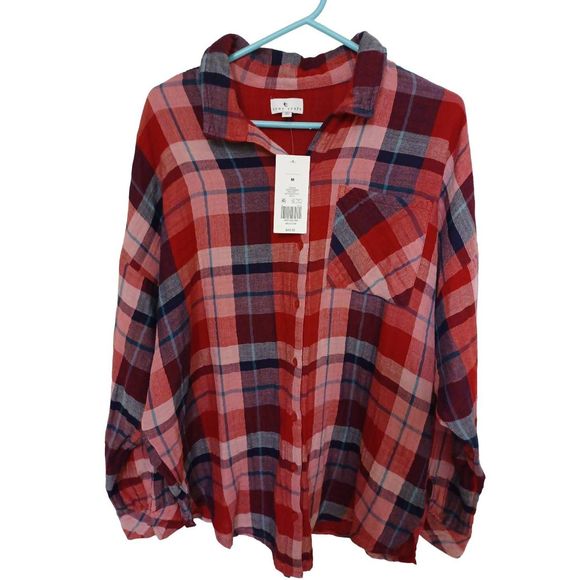 True Craft Tops - True Craft Long Sleeve Plaid Red/Blue Medium
